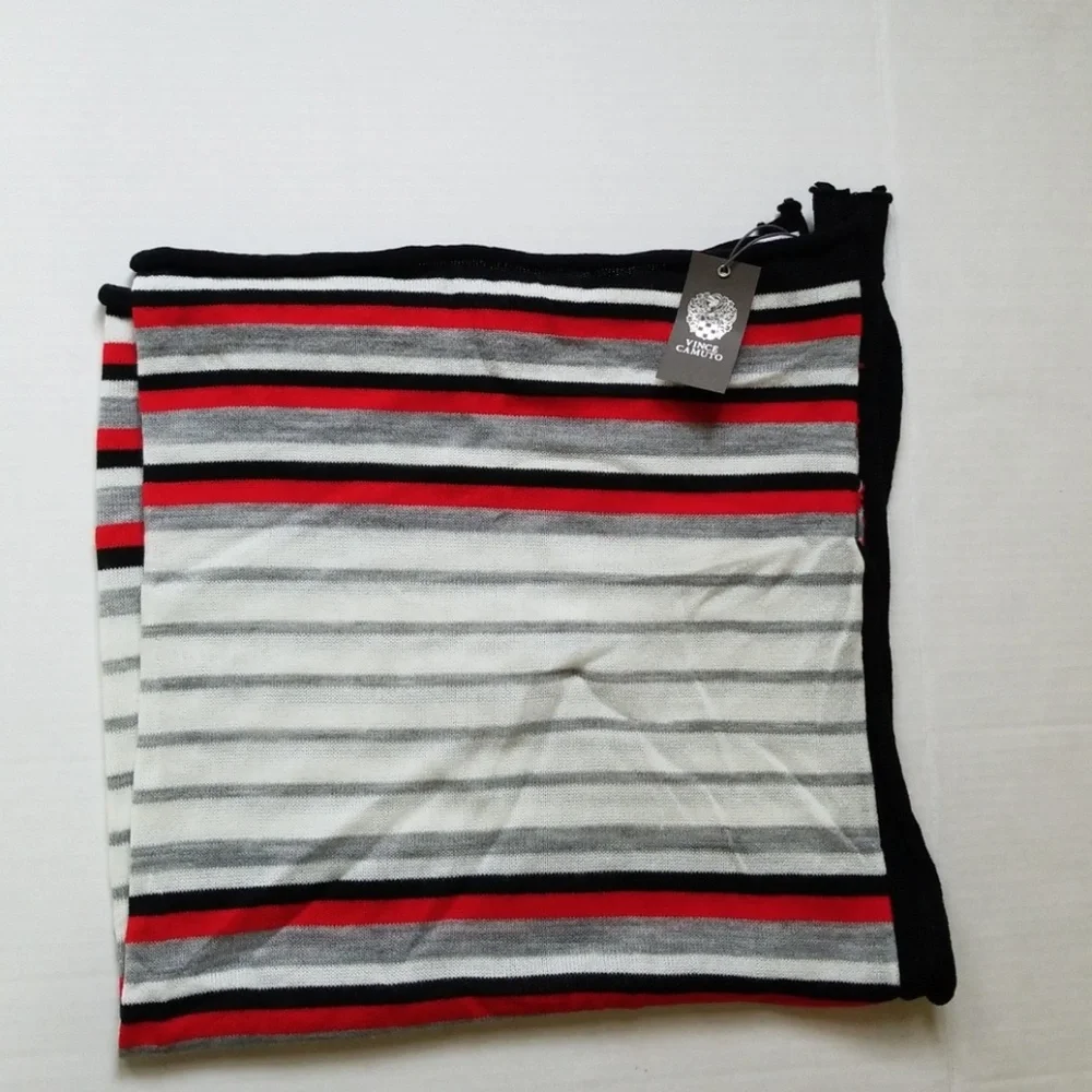 Vince Camuto Black Stripe Knit Scarf/Bandana NWT